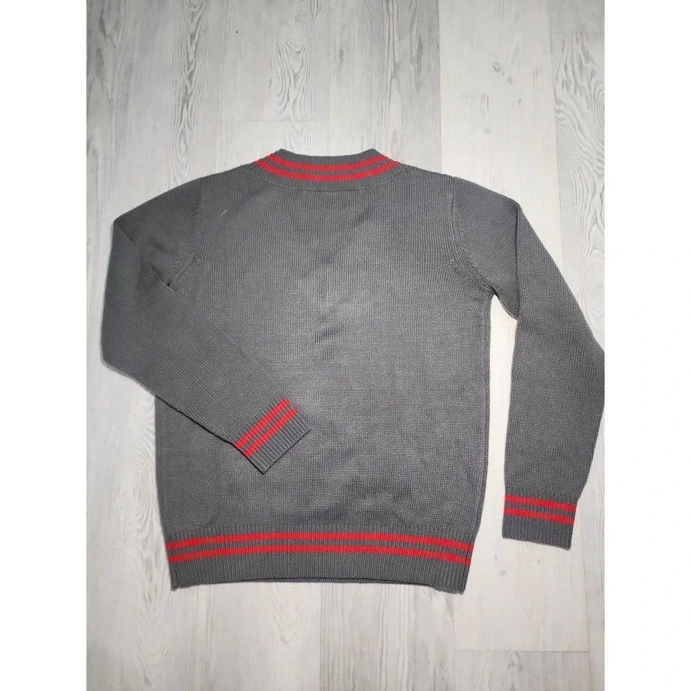 Mickey Mouse Unisex Small Gray V-Neck Knit Sweater Embroidered Mickey - Picture 4 of 7